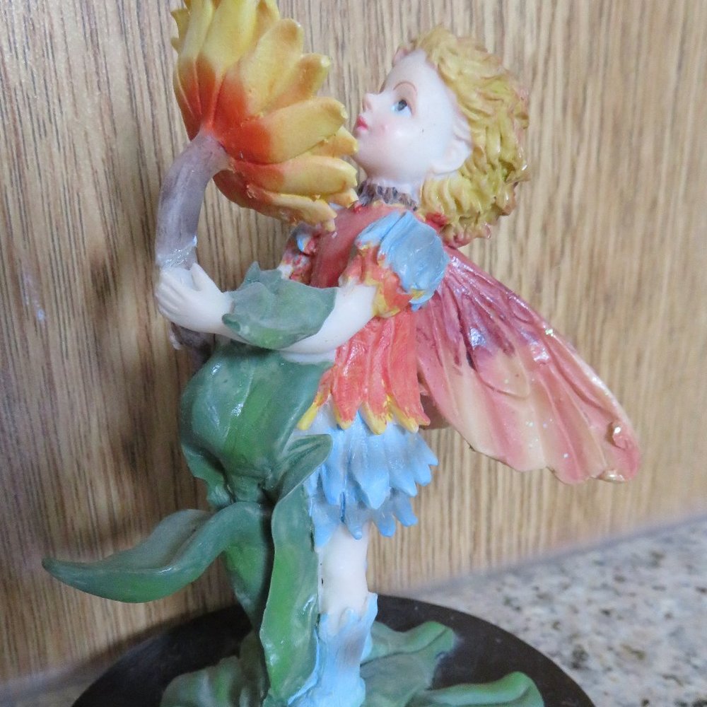 Ceramic FAIRY Figurine with Sunflower 5" Tall (23C)